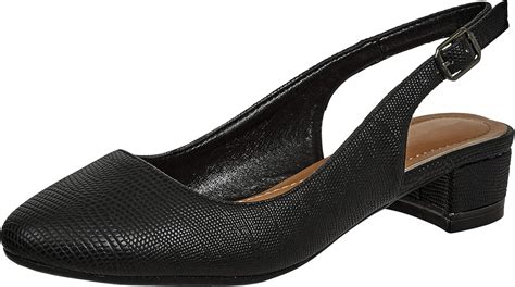 low heel closed toe slingbacks.